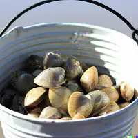 basket of fresh Atlantic Ocean clams