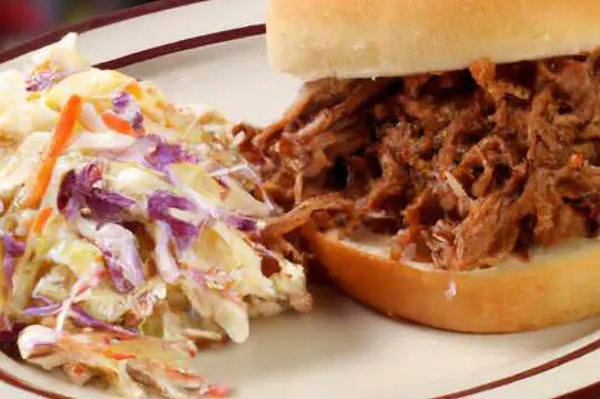 easy slow cooker barbecue beef sandwich with cole slaw