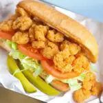 shrimp po boy sandwich is very popular in the south and carolinas