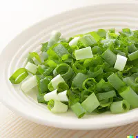 bowl of thinly sliced scallions