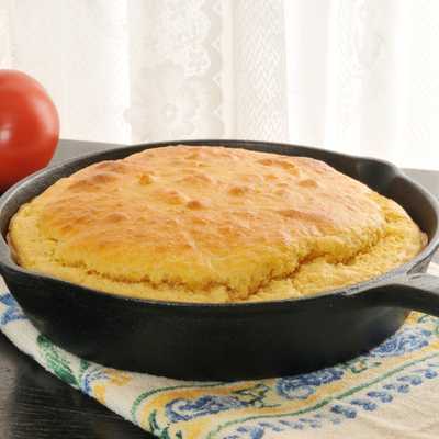 Southern Cast Iron Skillet Cornbread on table