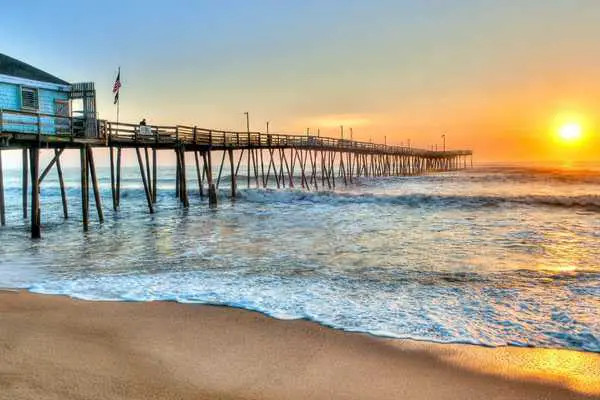 Fishing piers on the Outer Banks at sunrise