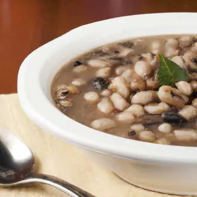 bowl of new year's black eyed pea soup