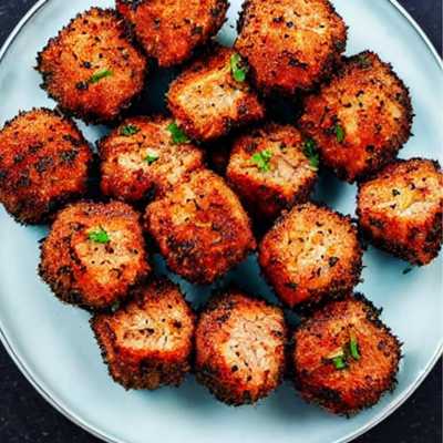 tuna bites blackened served on a plate